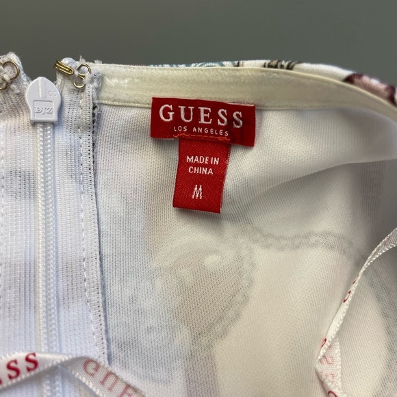 Guess strapless bodycon gold hardware tie vneck knee length dress size Medium - Picture 8 of 11